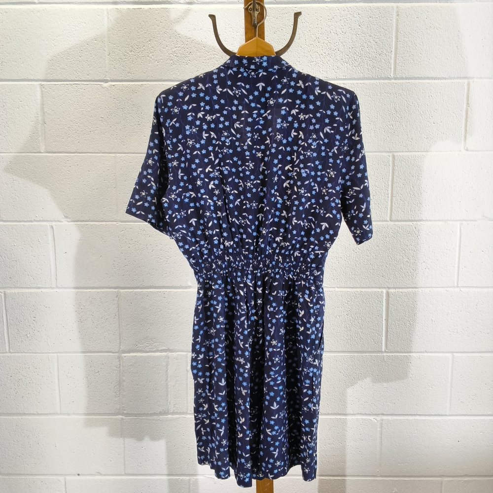 Vintage 1990s Navy Blue Floral Short Sleeve Romper - Picture 3 of 10